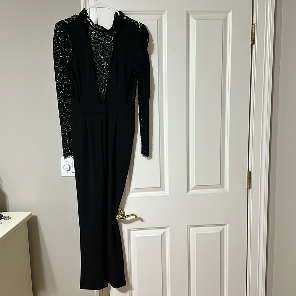Black lace express romper full length